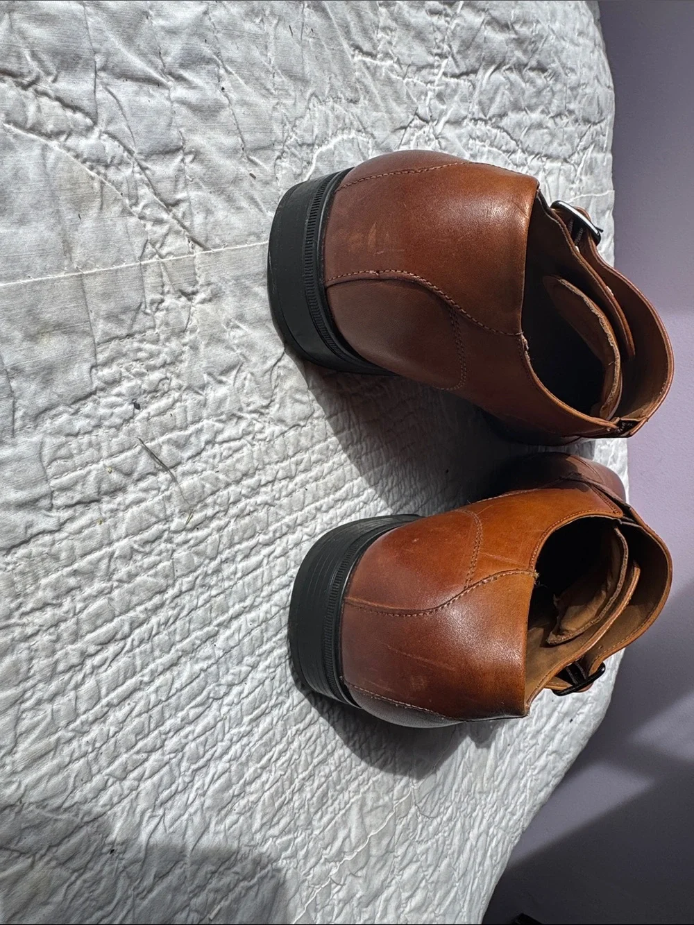 Aldo Brown Leather Double Monk-Strap Oxfords